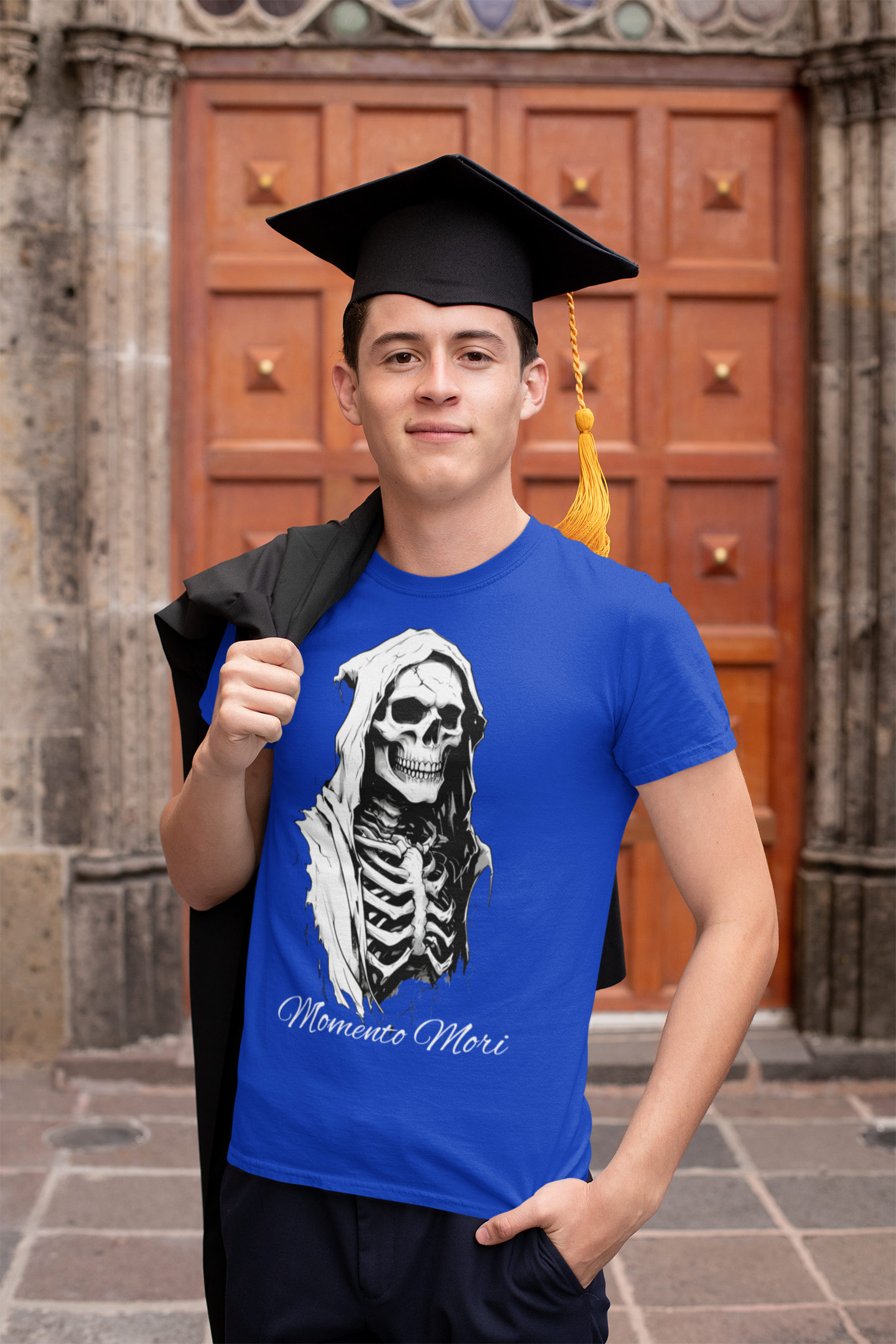 Skull Design Unisex Heavy Cotton Tee | Memoria Mortis | Halloween Shirt, Graphic Tee, Gothic Apparel, Casual Wear, Unique Gift