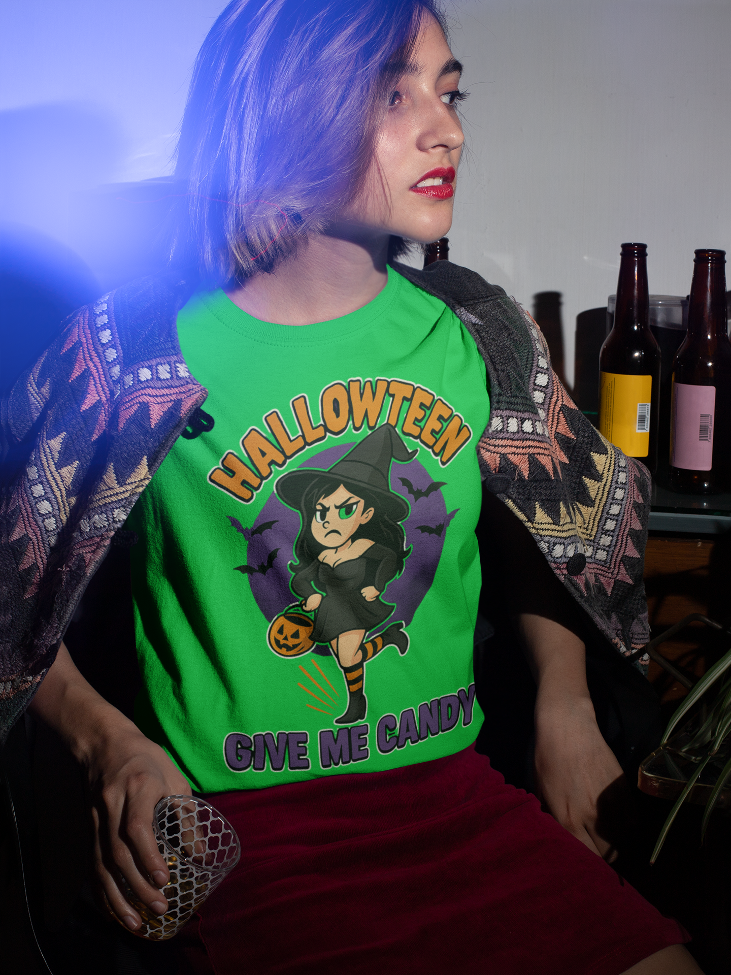 Halloween Witch Give Me Candy T-Shirt, Unisex Softstyle Tee for Halloween Parties, Costume, Gift, Spooky Season