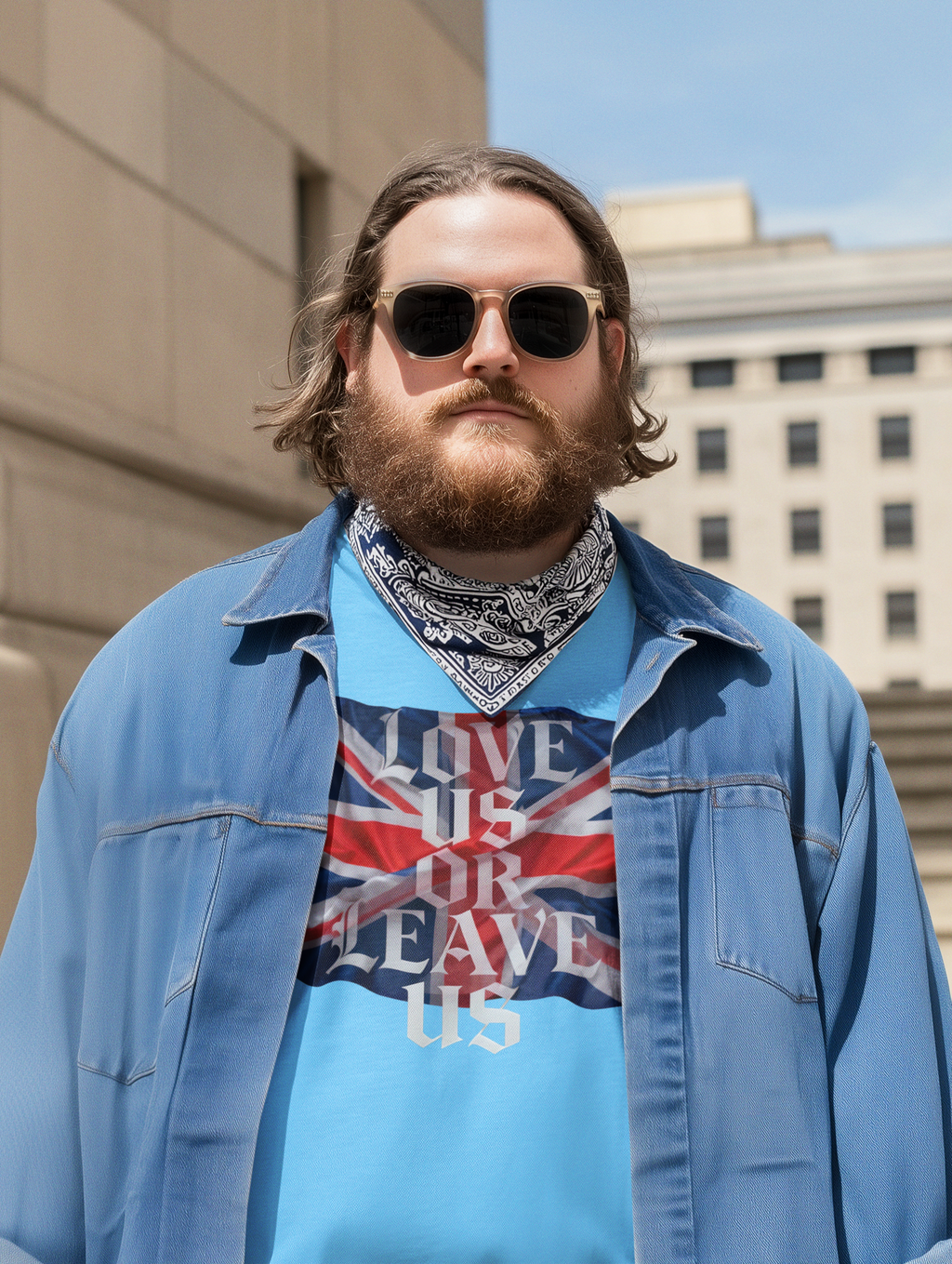 Union Flag Statement Tee, Love Us or Leave Us T-Shirt, British Pride Apparel, Unisex Cotton Shirt, Ideal for Festivals, Casual Wear