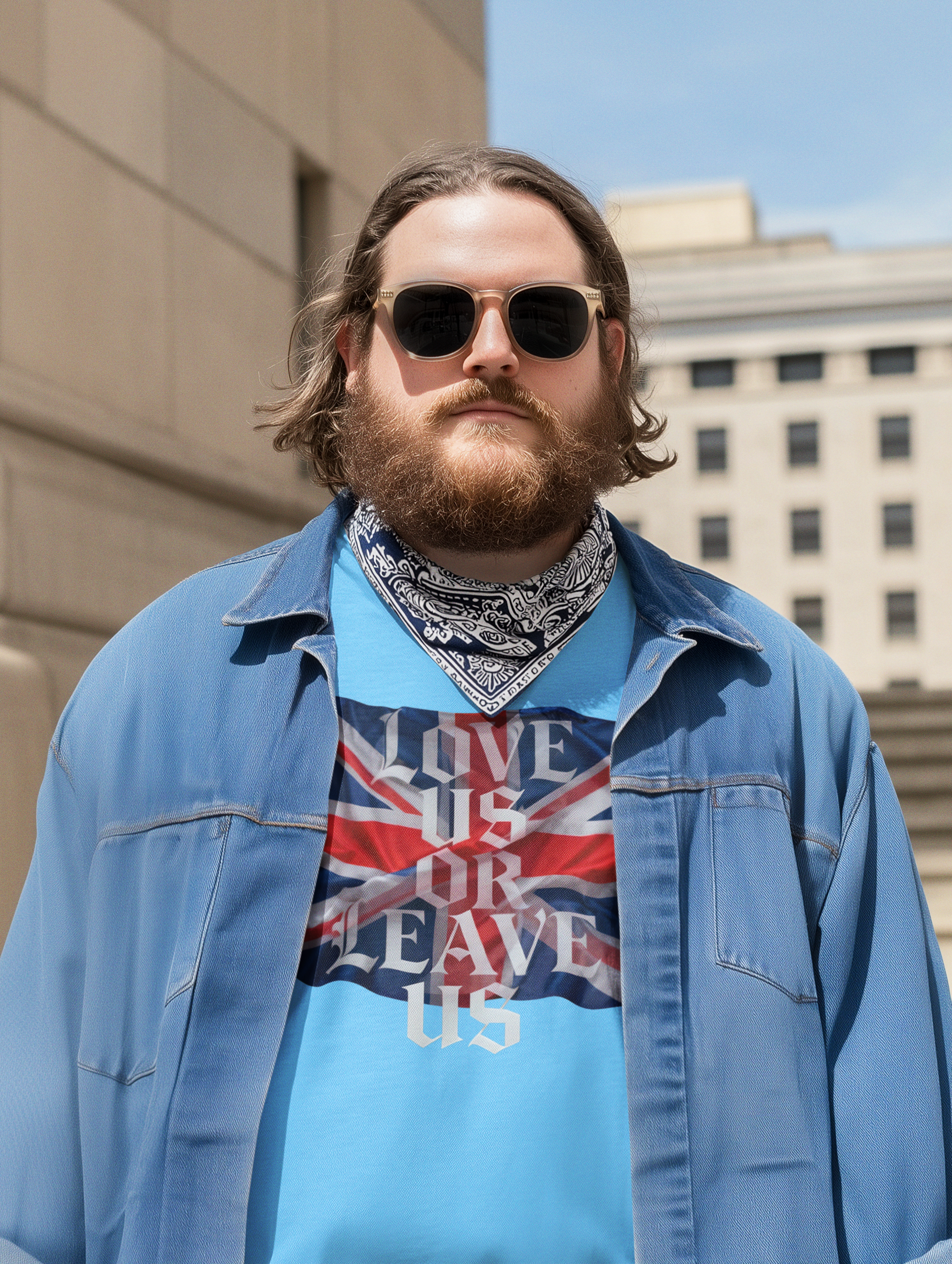 Union Flag Statement Tee, Love Us or Leave Us T-Shirt, British Pride Apparel, Unisex Cotton Shirt, Ideal for Festivals, Casual Wear