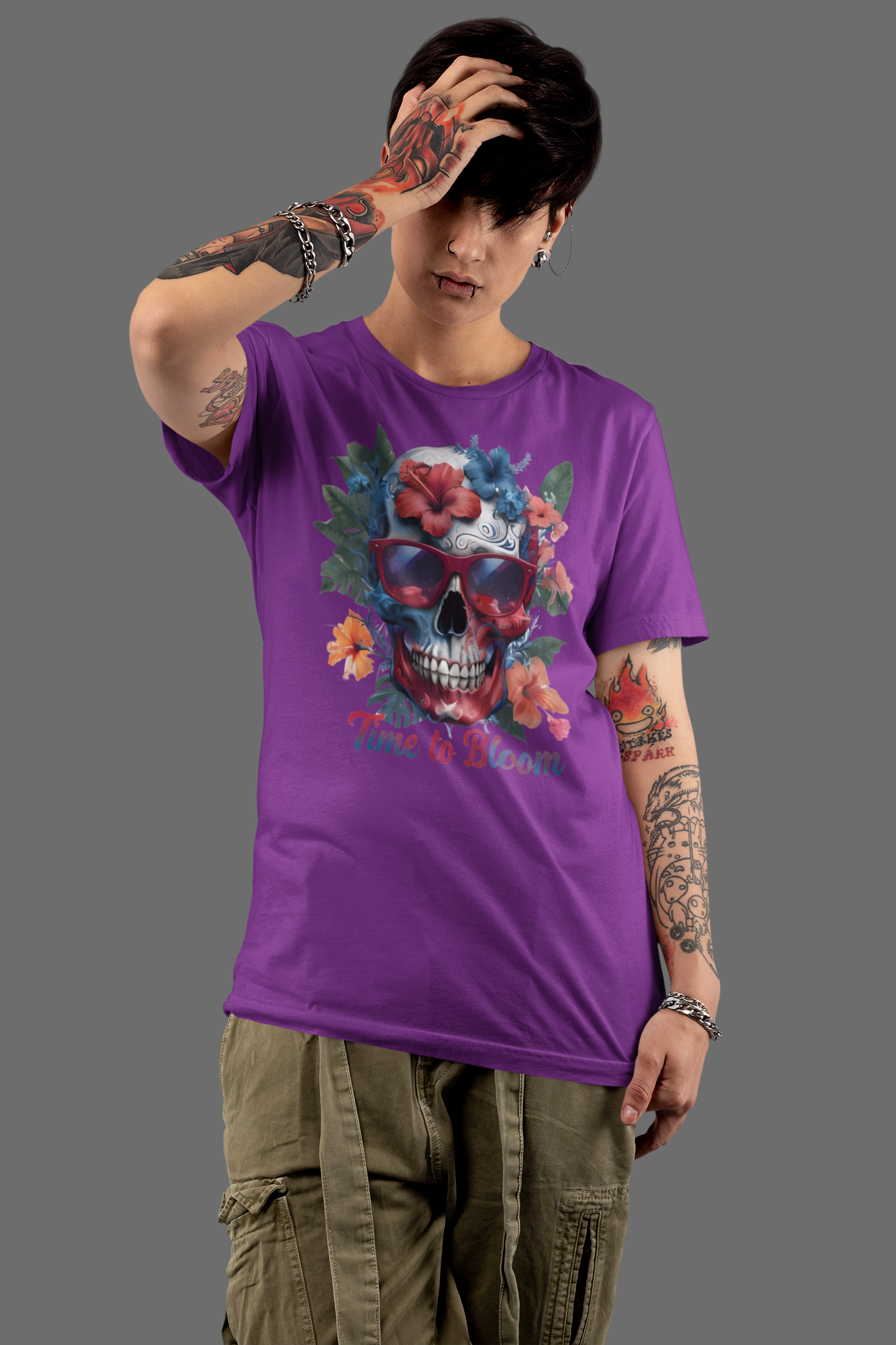 Skull Floral Tee - Time to Bloom, Unisex T-Shirt, Graphic Tee, Gift for Flower Lovers, Vintage Style Apparel