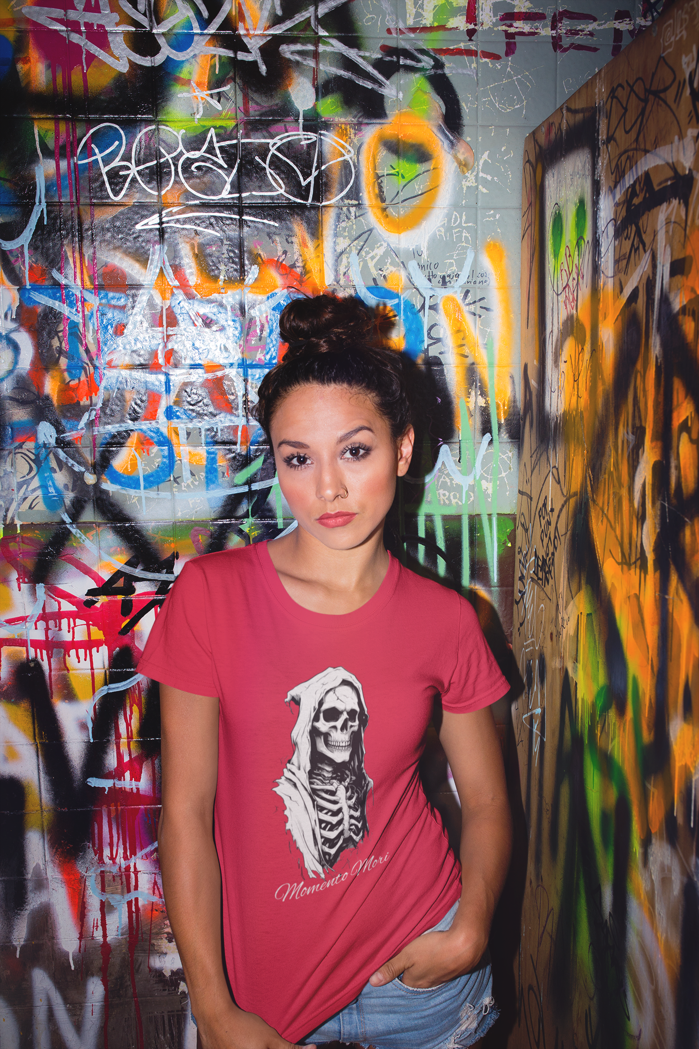 Skull Design Unisex Heavy Cotton Tee | Memoria Mortis | Halloween Shirt, Graphic Tee, Gothic Apparel, Casual Wear, Unique Gift