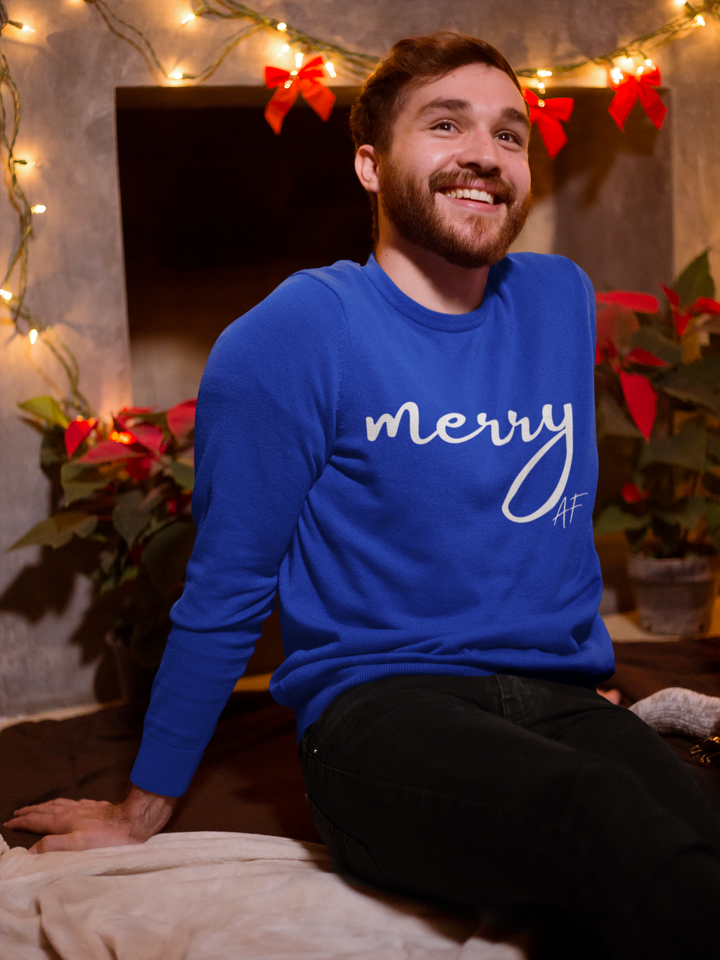 Merry AF Crewneck Sweatshirt – Funny Christmas Holiday Sweater
