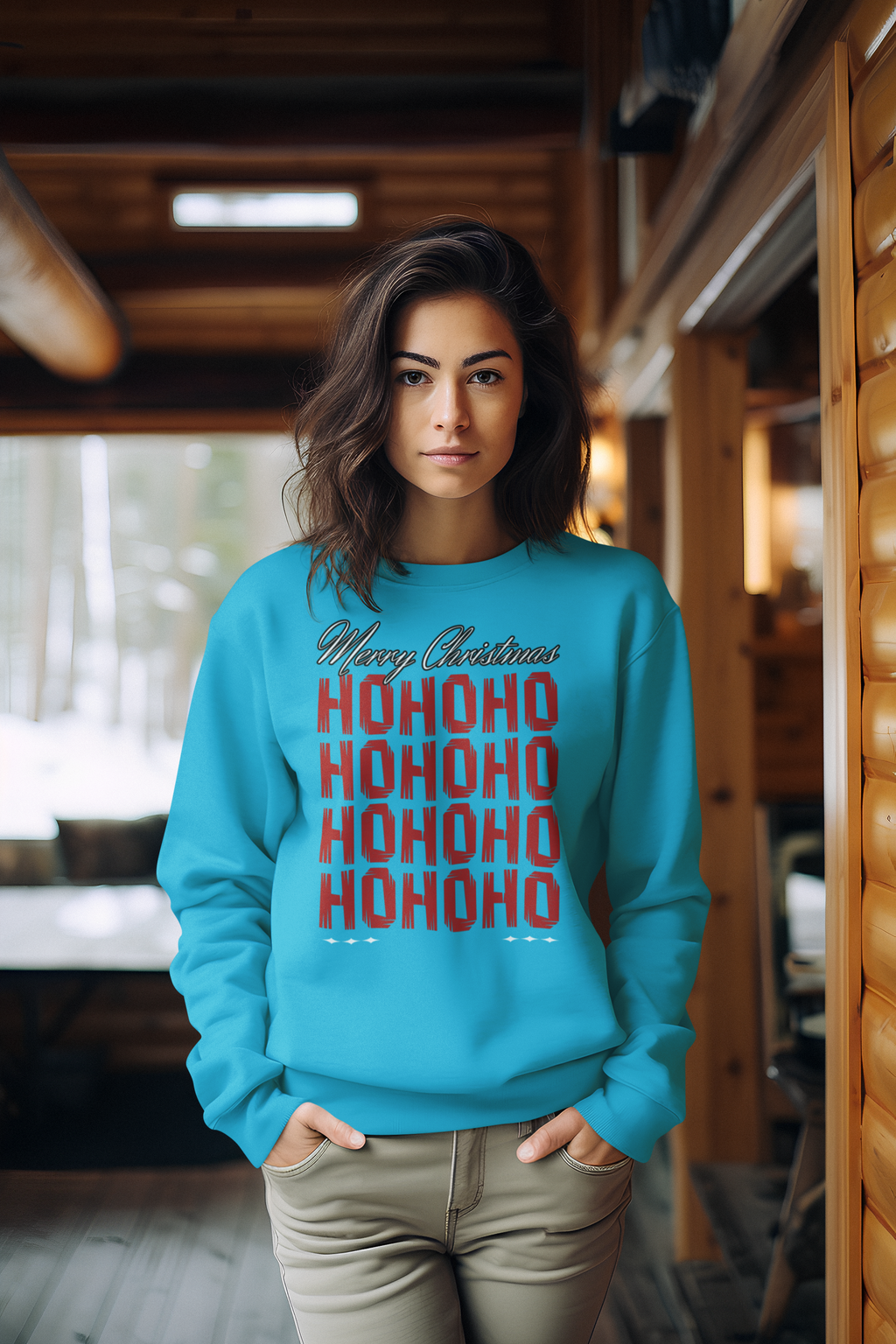 Christmas 'HO HO HO' Crewneck Sweatshirt – Merry Christmas Plaid Holiday Sweater