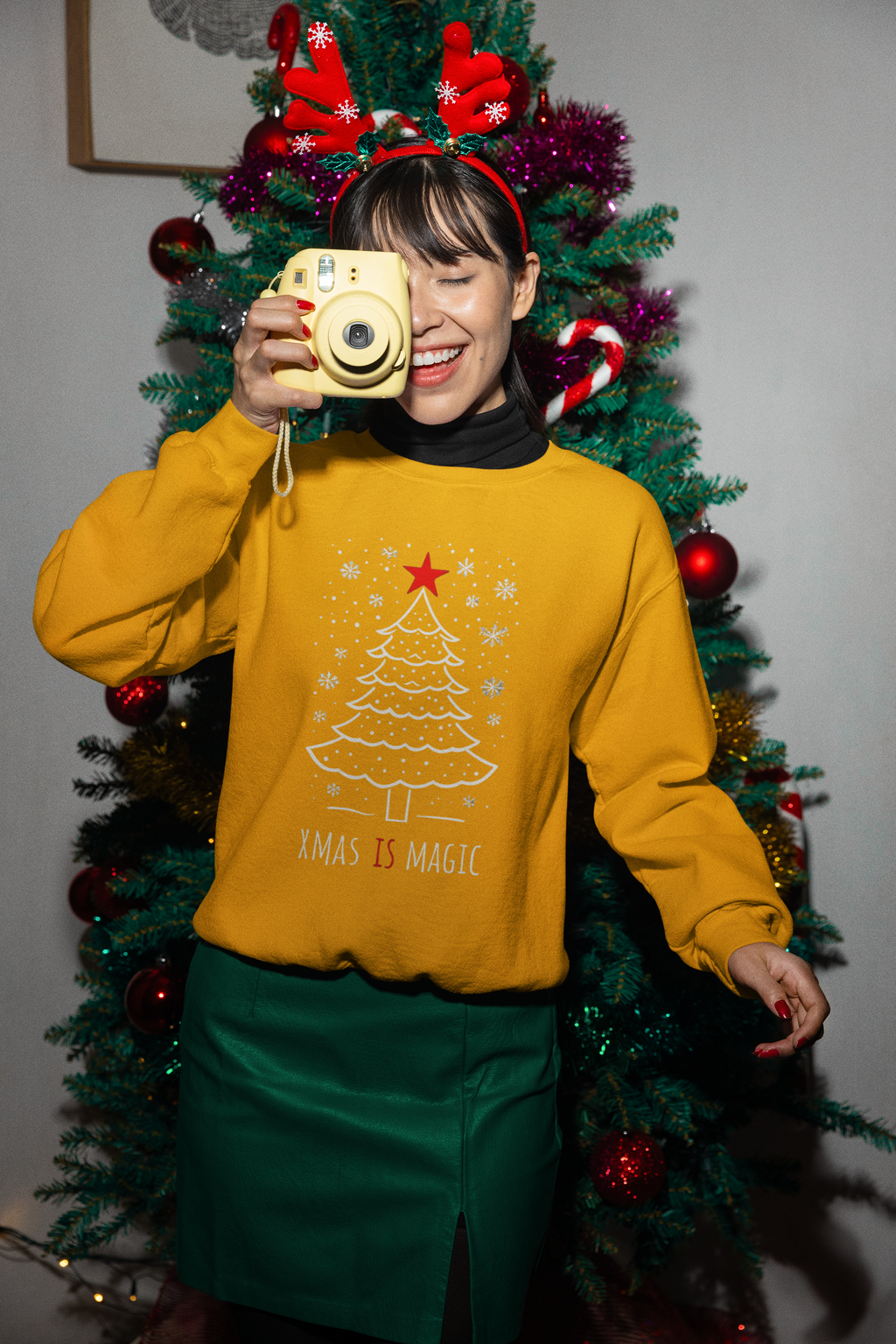 Christmas Tree Crewneck Sweatshirt — "Xmas Is Magic" Holiday Pullover